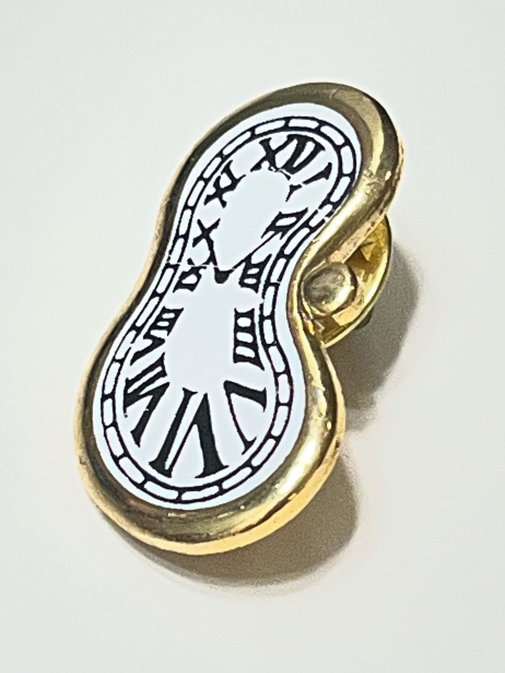 Softwatch Lapel Pin by Exaequo Gold-tone and White Melting Clock Enamel Pin